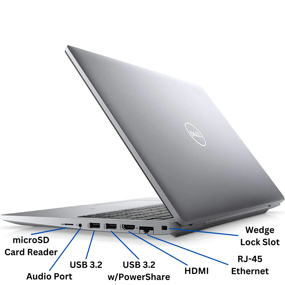 Discount PC - right-side view of Dell Latitude 5520 laptop ports.
