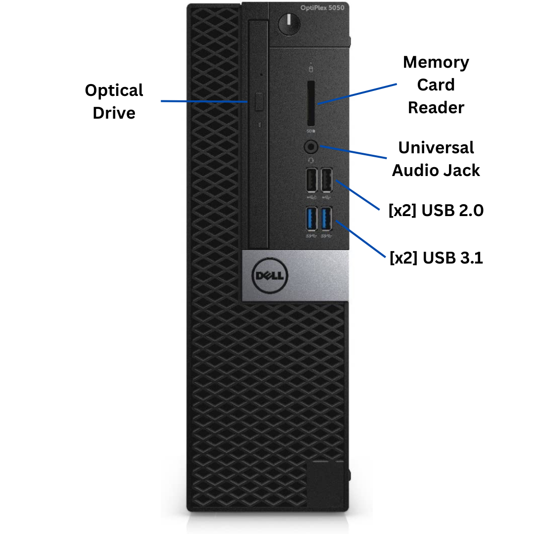Discount PC - front-face view of Dell Optiplex 5050 Small Form Factor i5 Desktop ports