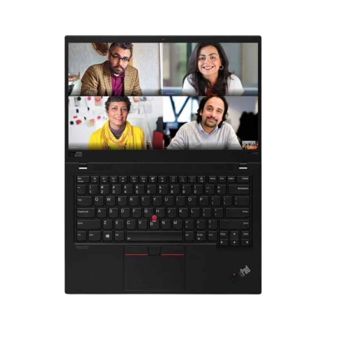 Discount PC - Flat view of opened Lenovo ThinkPad X1 Carbon i5 Gen 8 laptop.