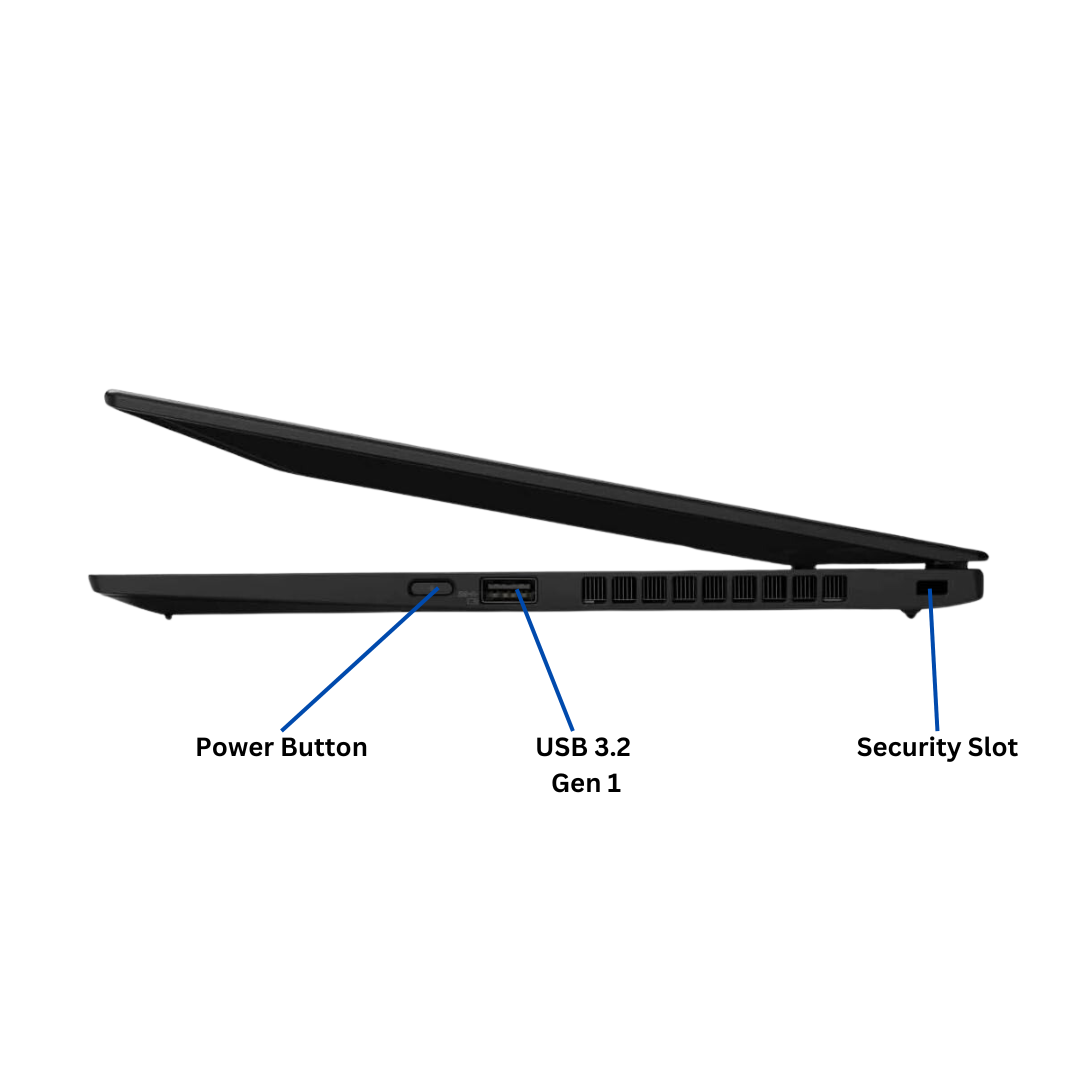 Discount PC - Right view of opened Lenovo ThinkPad X1 Carbon i5 Gen 8 laptop.