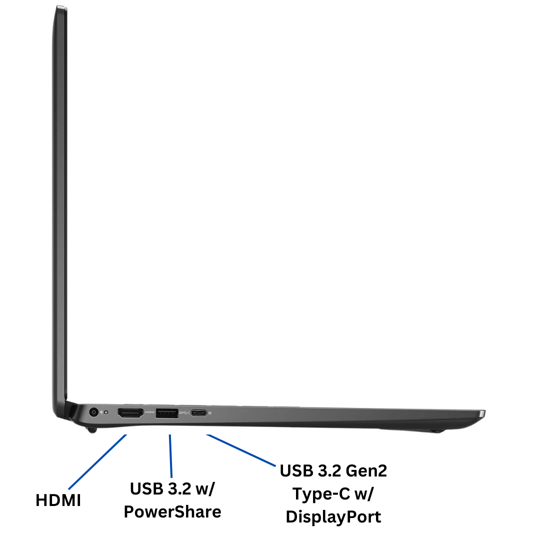 Discount PC - Left-side view of opened Dell Latitude 3520 Notebook ports.