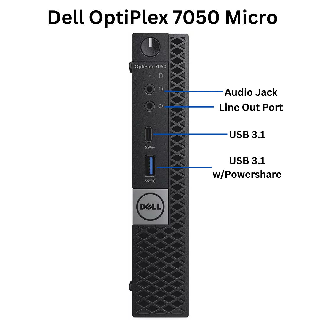 Discount PC - Front View  of Dell OptiPlex 7050 Small Form Factor Desktop Ports.