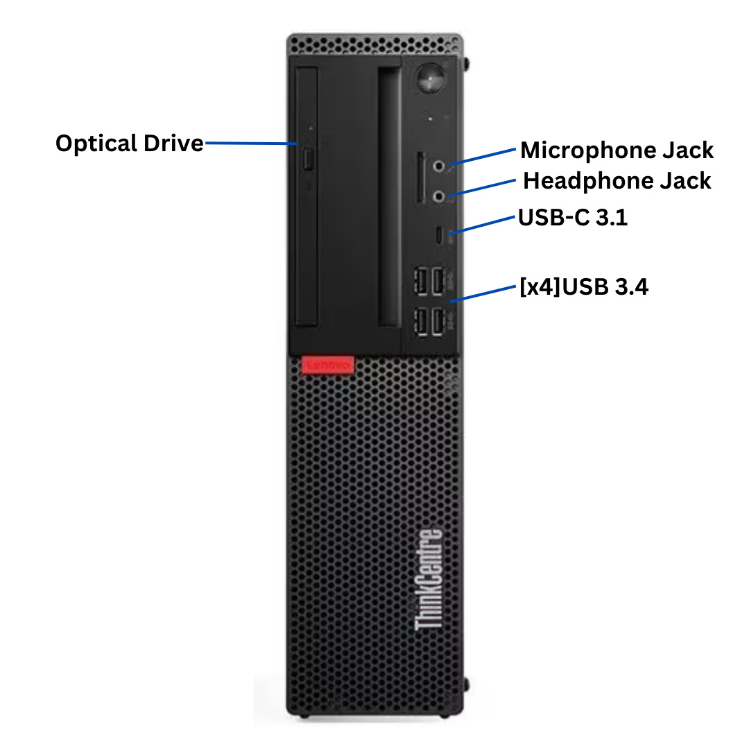 Discount PC - front of the Lenovo ThinkCentre M920S Desktop ports.
