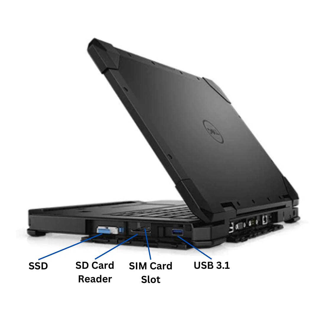 Discount PC - Right-side-view of Dell Latitude 14&quot; 5420 i5 Rugged Touchscreen Laptop ports.