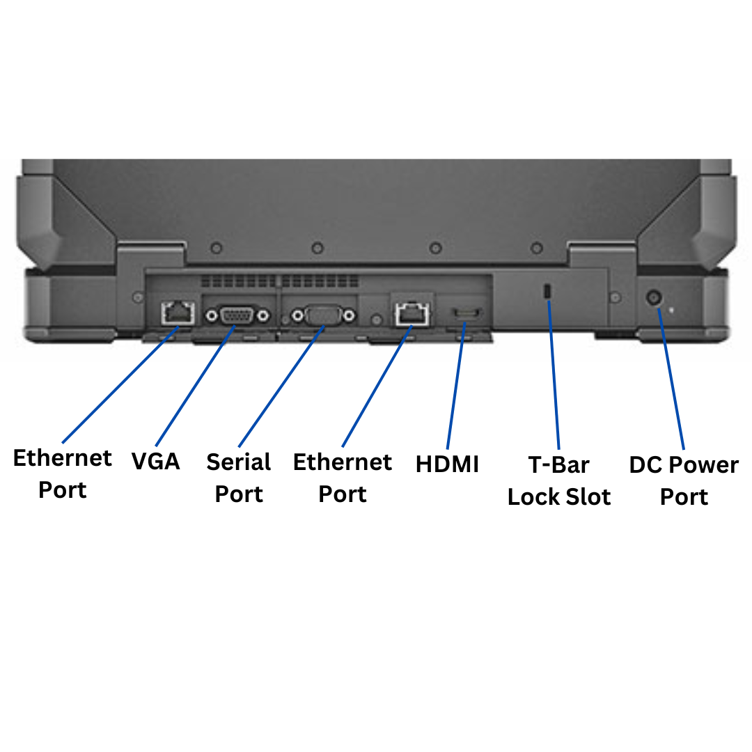 Discount PC - Rear-view of Dell Latitude 14&quot; 5420 i5 Rugged Touchscreen Laptop ports.