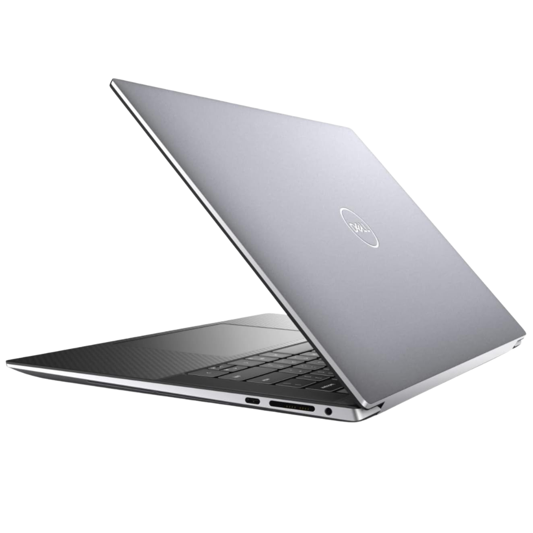 Silver laptop on a white background
