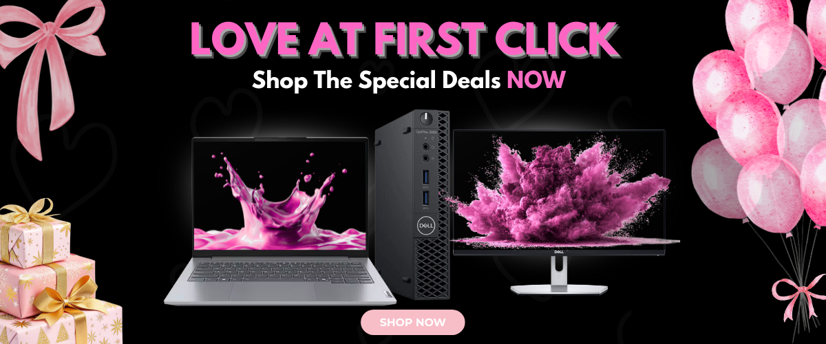 Valentines Day- Love at first click website banner saying Shop The Special dals NOW