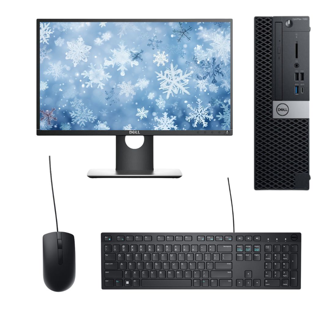 Bundle | Dell Optiplex 7060 SFF i5 Gen 8 Desktop | Dell 24" Monitor | Dell Keyboard/Mouse | Windows 11