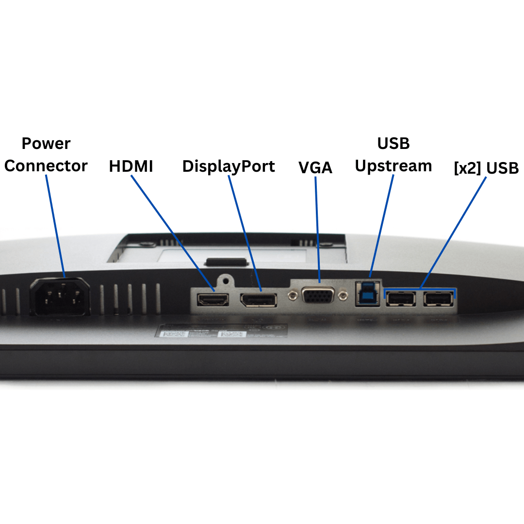 Discount PC - Underside facing view of the Dell Professional 22&quot; P2219H Monitor ports.