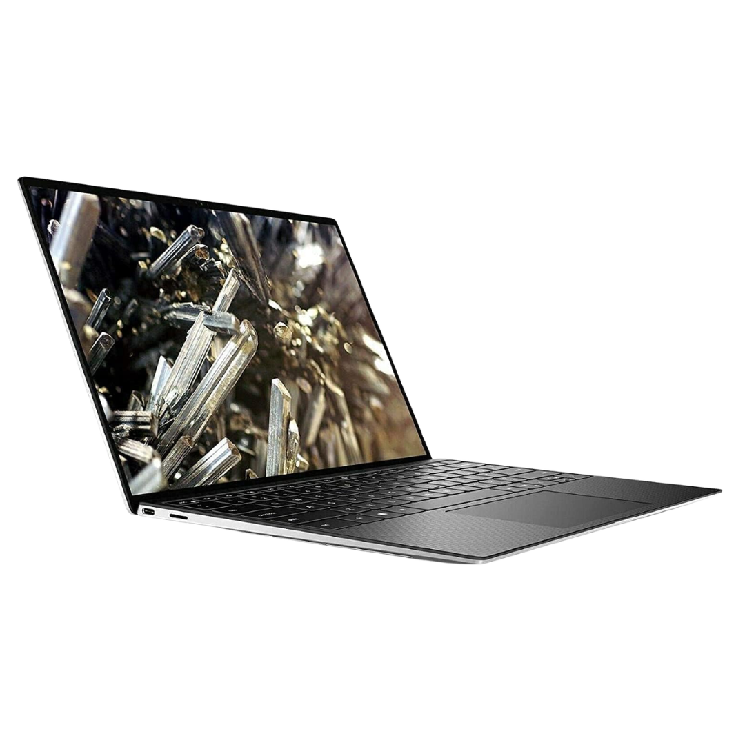 DiscountPC- 9300 i5 gen 10 Laptop side view with a mineral crystal display on a white background