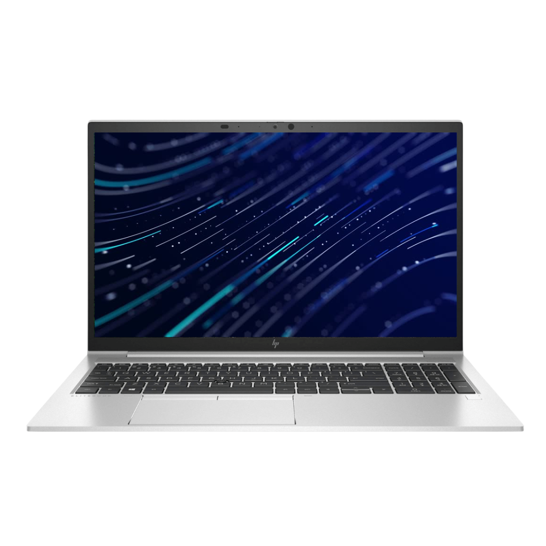 DiscountPC-Laptop with a blue abstract screen on a white background