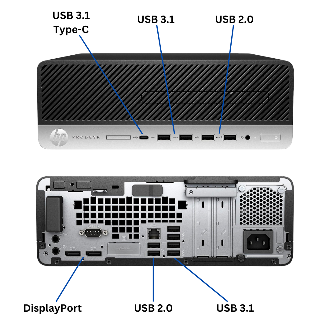 Discount PC - HP ProDesk 600 G3 Small Form Factor Desktop - Port Diagram