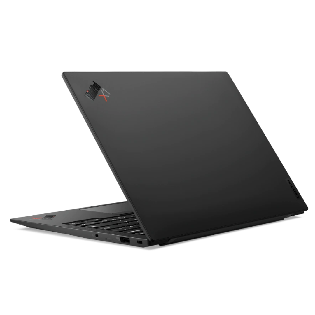 Black ThinkPad laptop on a white background